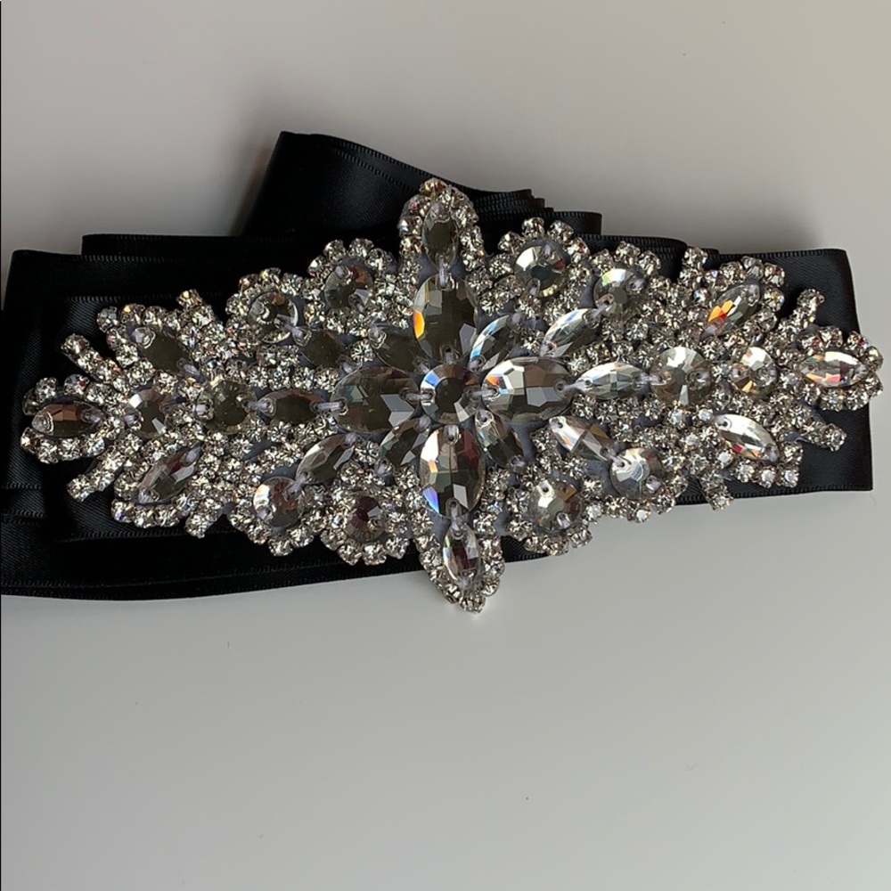 Rhinestone with black satin sash